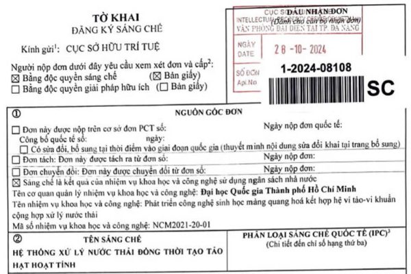 IPTC_Sáng chế mã số 1-2024-08108: Hệ thống xử lý nước thải đồng thời tạo tảo hạt hoạt tính.