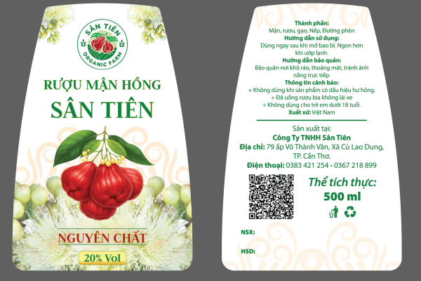 Nhãn dán rượu mận Sân Tiên được công bố trên Công báo sở hữu công nghiệp