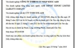 Công ty TNHH Xuất nhập khẩu A&B chính thức trở thành doanh nghiệp khoa học và công nghệ